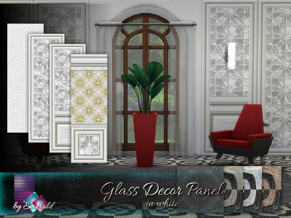  The Sims Resource: Glass Decor Panel in white by emerald