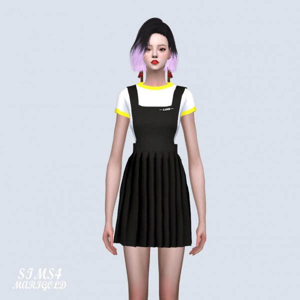  SIMS4 Marigold: Suspender Pleats Mini Dress