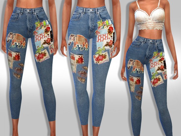  The Sims Resource: Boho Style Jeans by Saliwa