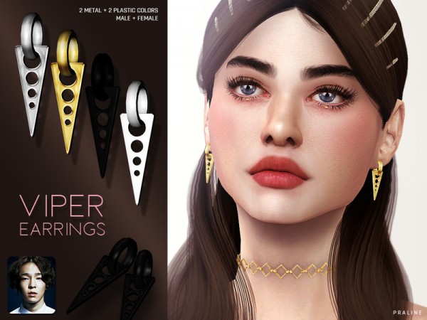  The Sims Resource: Viper Earrings by Pralinesims