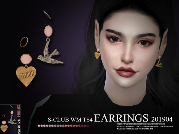  The Sims Resource: Earrings 201904 by S Club