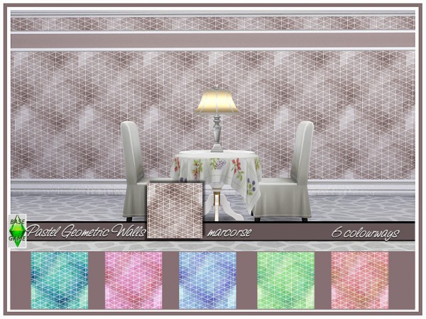  The Sims Resource: Pastel Geometric Walls by marcorse