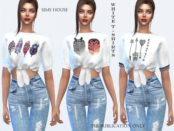  The Sims Resource: White print t shirt by Sims House