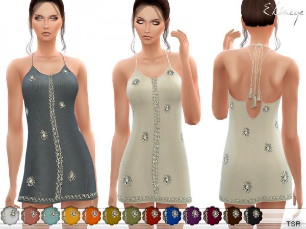  The Sims Resource: Crossed Back Dress With Tassel Ties by ekinege