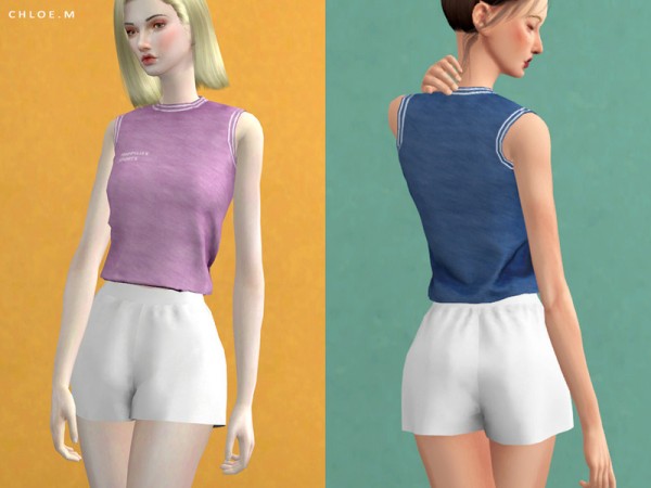  The Sims Resource: Sports Crop Top by ChloeMMM