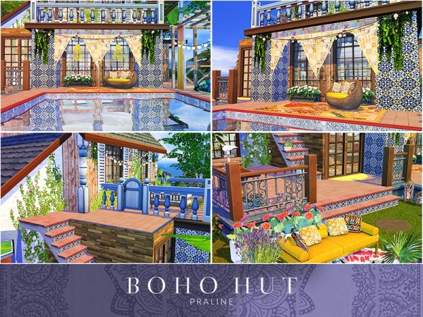  The Sims Resource: Boho Hut House by Pralinesims