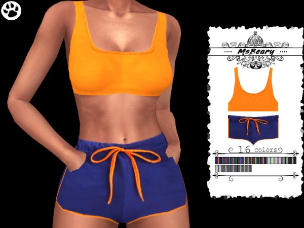  The Sims Resource: Tanktop With Drawstring Shorts set by MsBeary