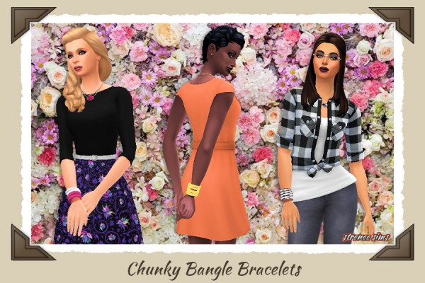  Strenee sims: Birthstone Heart, Chunky Bangles and Jewelry Recolors