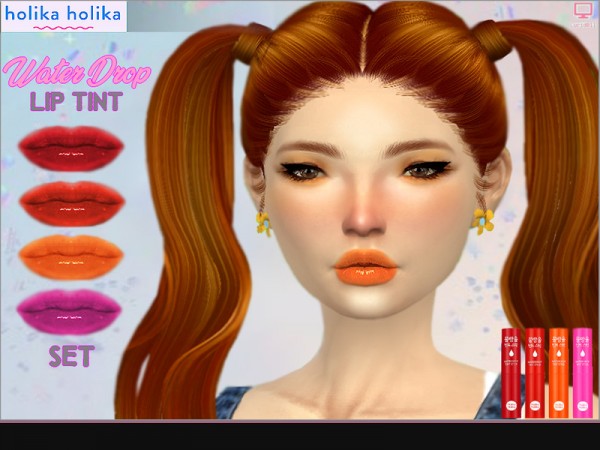  The Sims Resource: Holika Holika Water Drop Lip Tint Set by lucidoll