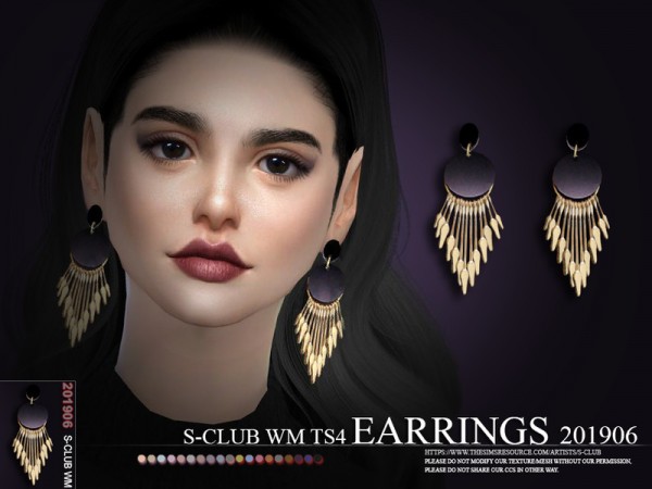  The Sims Resource: Earrings 201906 by S club