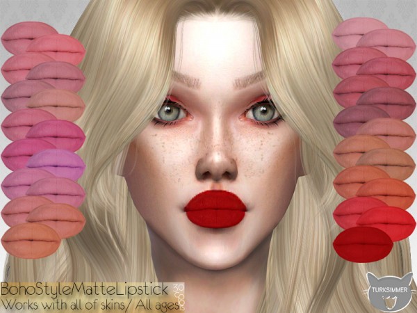  The Sims Resource: Boho Style Matte Lipstick by turksimmer