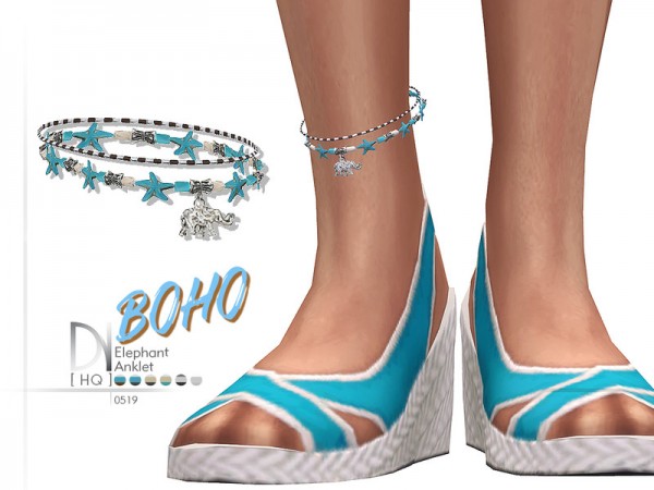 The Sims Resource: Boho Elephant Anklet Right by DarkNighTt
