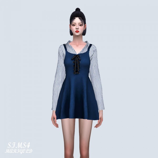  SIMS4 Marigold: Lace Up Mini Dress With Shirts