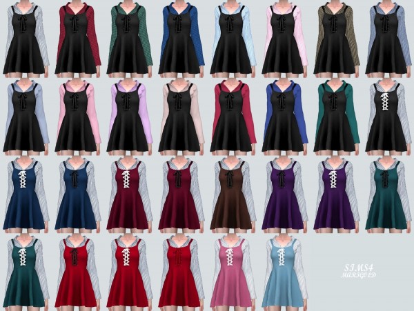  SIMS4 Marigold: Lace Up Mini Dress With Shirts