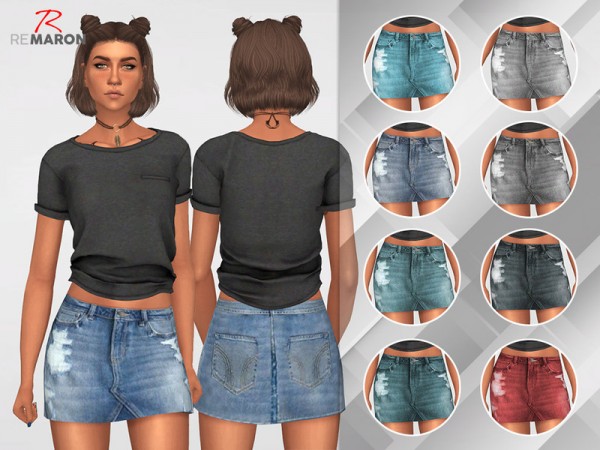 The Sims Resource: Denim Skirt for women by remaron • Sims 4 Downloads