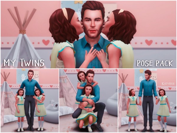  The Sims Resource: My Twins Pose Pack I by KatVerseCC