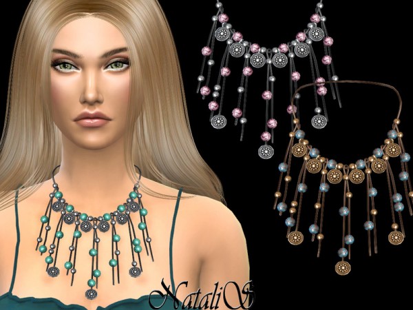  The Sims Resource: Boho fringe necklace by NataliS