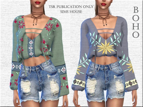  The Sims Resource: Boho Chic Blouse by Sims House