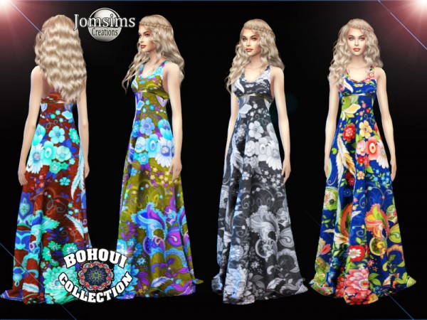  The Sims Resource: BOHOUI Collection dress long 3 by jomsims
