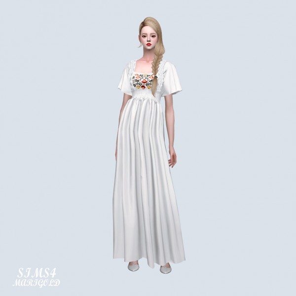  SIMS4 Marigold: Flower Summer Long Dress