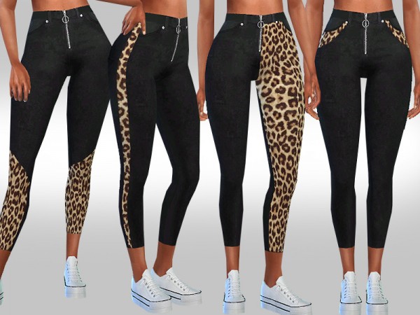  The Sims Resource: Leopard Trend Style Black Jeans by Saliwa
