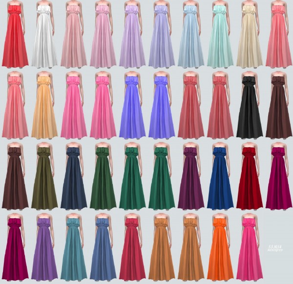 SIMS4 Marigold: Frill Tube Top Long Dress • Sims 4 Downloads