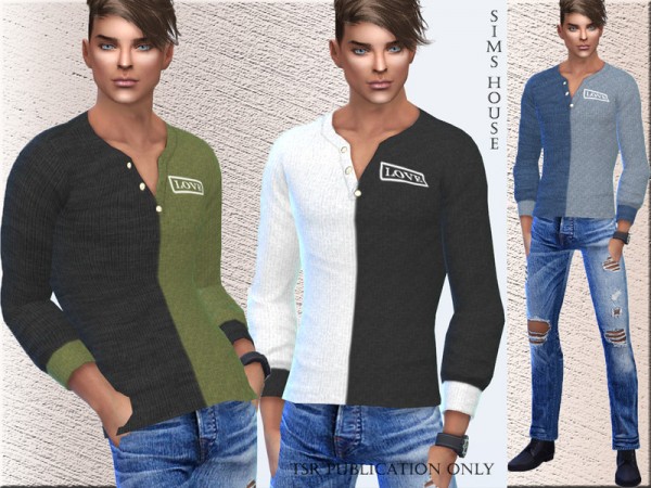  The Sims Resource: Mens two ton sweater LOVE by Sims House