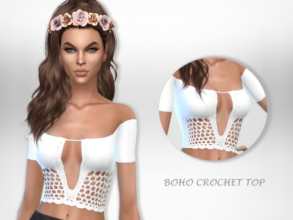  The Sims Resource: Boho Crochet Top by Puresim