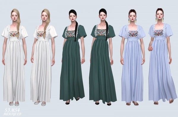  SIMS4 Marigold: Flower Summer Long Dress
