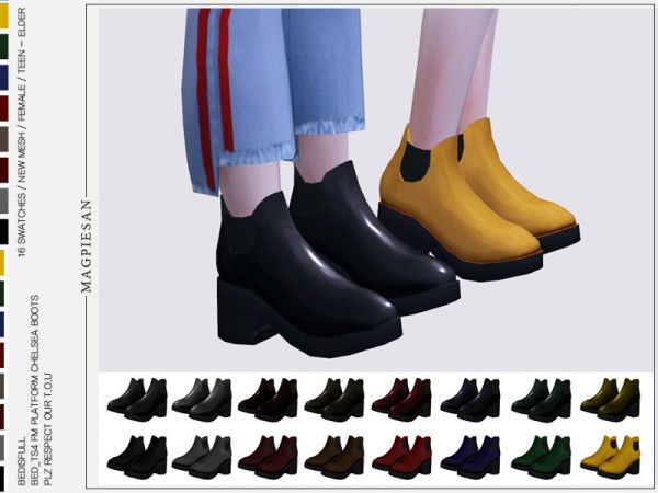  The Sims Resource: Platform Chelsea Boots by magpiesan