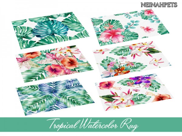 The Sims Resource: Tropical Watercolor Bedroom Accessories Pt 2 by neinahpets