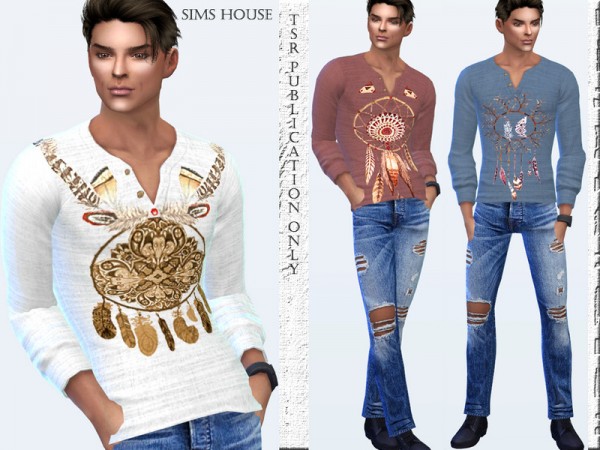  The Sims Resource: Mens shirt in the style of boho by Sims House