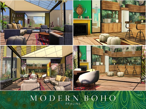  The Sims Resource: Modern Boho House by Pralinesims