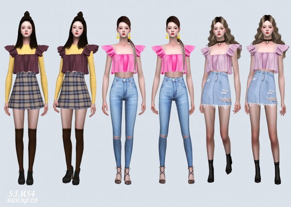  SIMS4 Marigold: Cute Tiered Crop Top