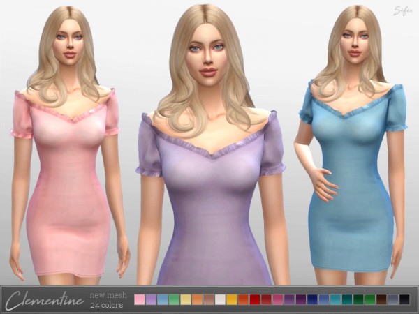  The Sims Resource: Clementine Dress by Sifix