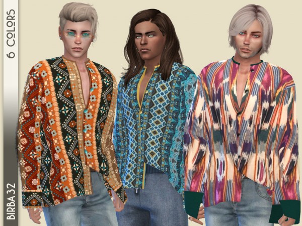 The Sims Resource: Boho oversized shirt recolored by Birba32
