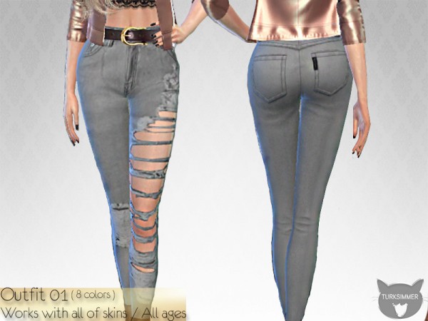  The Sims Resource: Ripped Jeans 01 by turksimmer