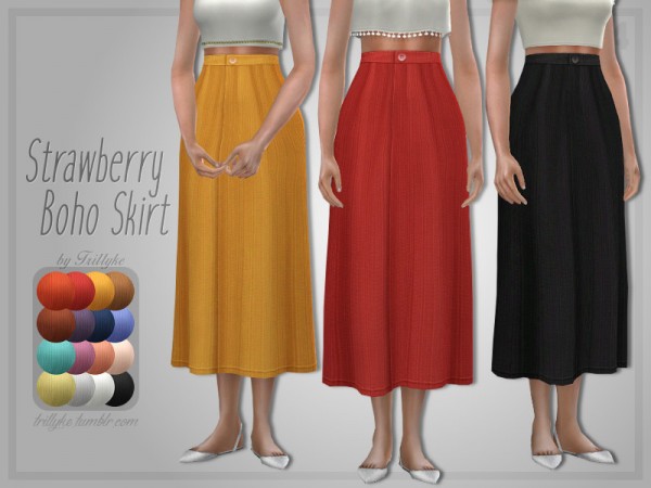  The Sims Resource: Strawberry Boho Skirt by Trillyke