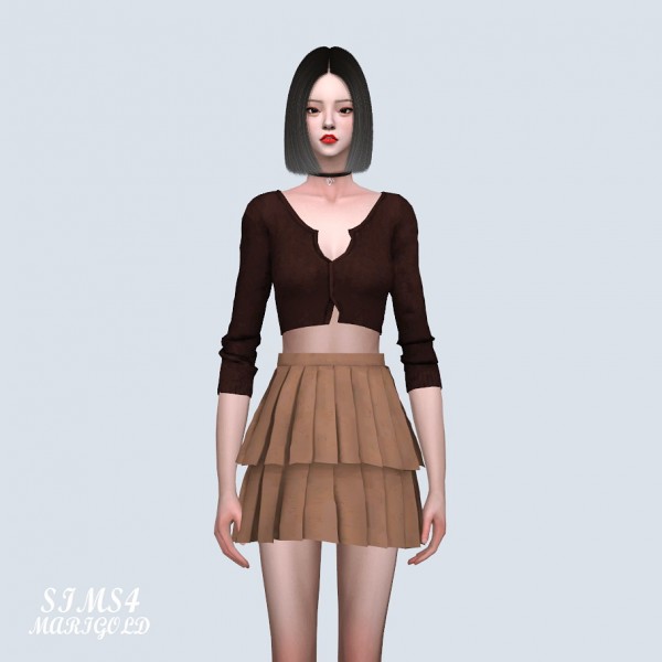  SIMS4 Marigold: 2 Pleats Mini Skirt 2