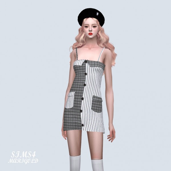  SIMS4 Marigold: Two Tone Pocket Mini Dress