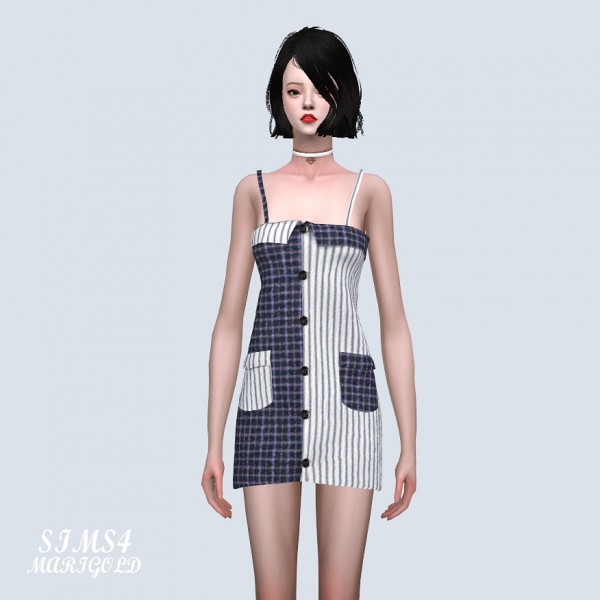  SIMS4 Marigold: Two Tone Pocket Mini Dress
