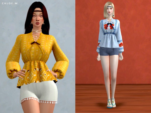  The Sims Resource: Boho style Blouse by ChloeMMM