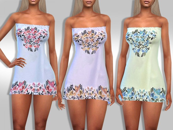  The Sims Resource: Strapless Boho Dress by Saliwa