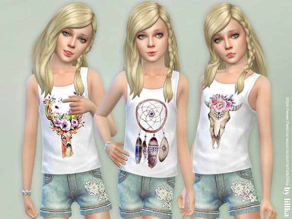  The Sims Resource: Girls Boho Top by lillka