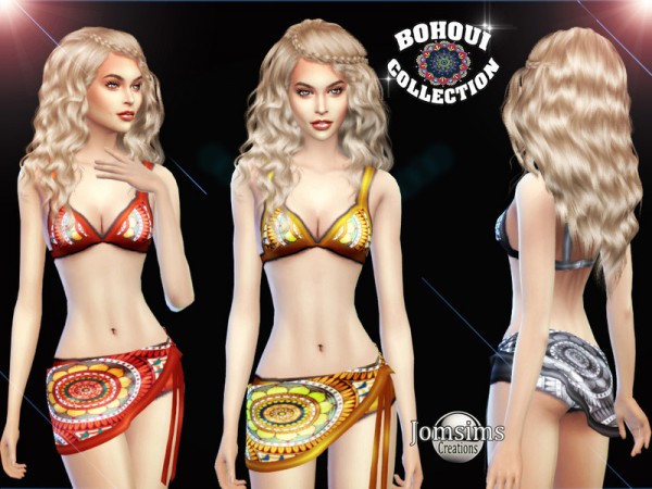  The Sims Resource: BOHOUI Collection swimsuit 2 with pareo by jomsims