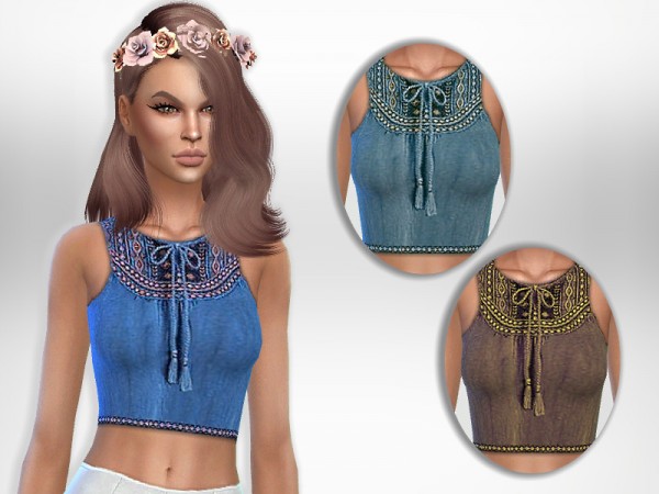  The Sims Resource: Boho Crop Top by Puresim