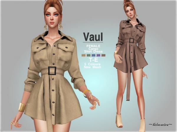  The Sims Resource: VAUL   Cargo Shirt Dress by Helsoseira
