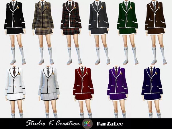 Studio K Creation: Blazer Tie uniform set • Sims 4 Downloads