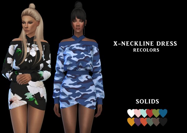  Leo 4 Sims: X Neckline Dress