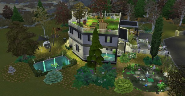 Mod The Sims: Two Story House with garden on rooftop by heikeg